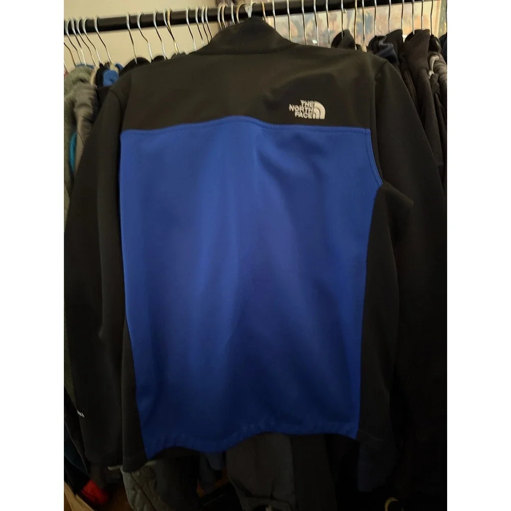 The North Face WindWall Softshell Jacket Mens Medium Black Blue Colorblock